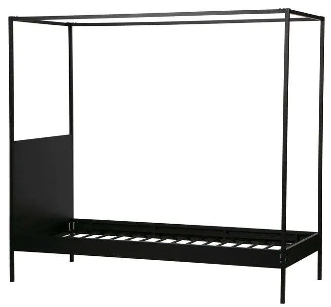 Черно метално единично легло с включена подматрачна рамка 90x200 cm Dani – WOOOD