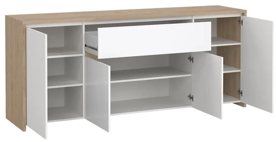 Скрин от дъбов декор в бял и естествен цвят 197x84x48 cm Next – Tvilum