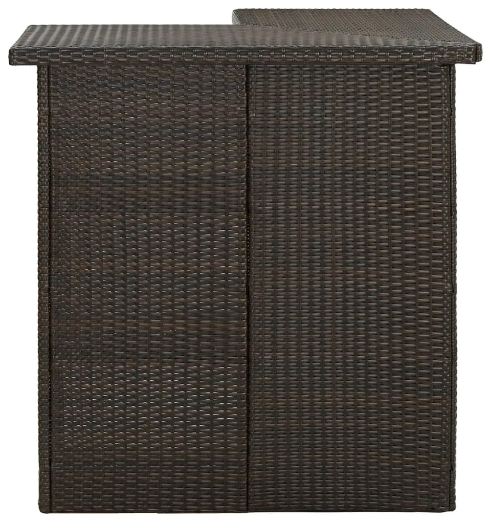 313480 vidaXL Ъглова бар маса, кафява, 100x50x105 см, полиратан