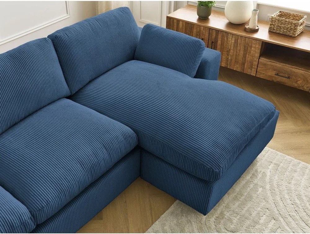 Син ъглов диван от рипсено кадифе Belair – Bobochic Paris