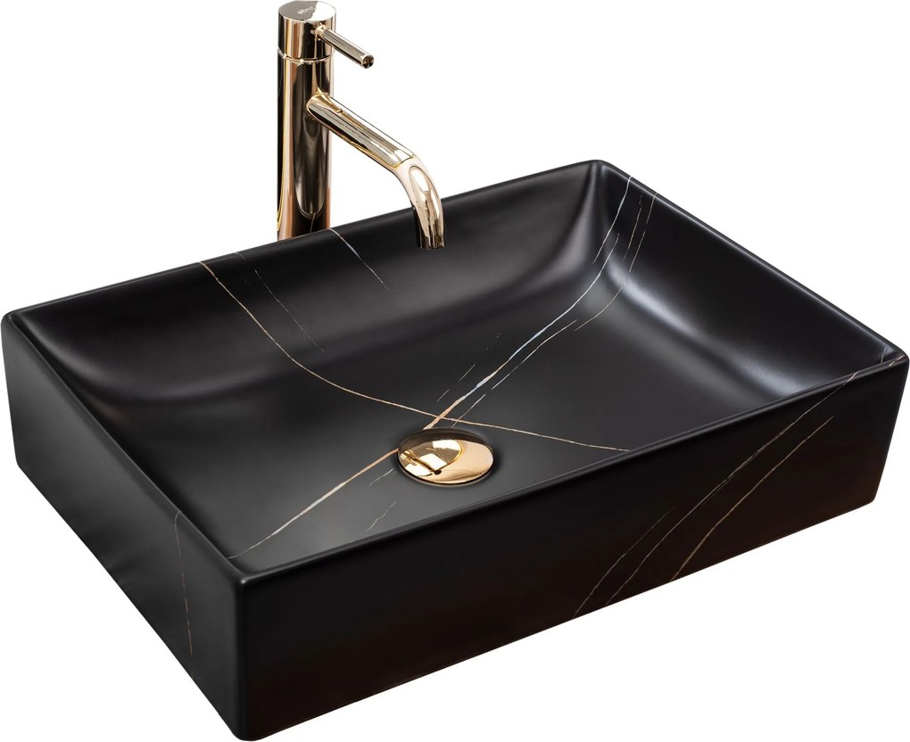 Умивалник за плот REA Inga Black Marble Mat