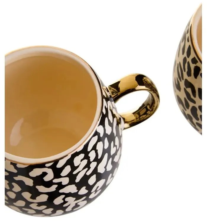 Черно-златни керамични чаши в комплект от 2 чаши от 330 ml London - Premier Housewares