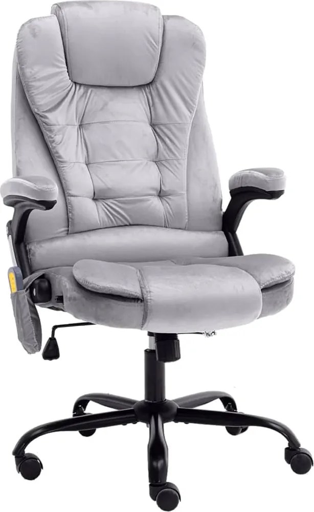 20573 vidaXL Масажиращ офис стол, светлосив, кадифе