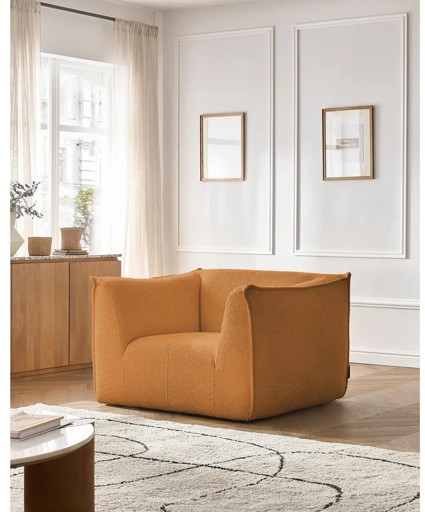 Кресло от прежда с примки от букле в цвят горчица Giorgia – Bobochic Paris