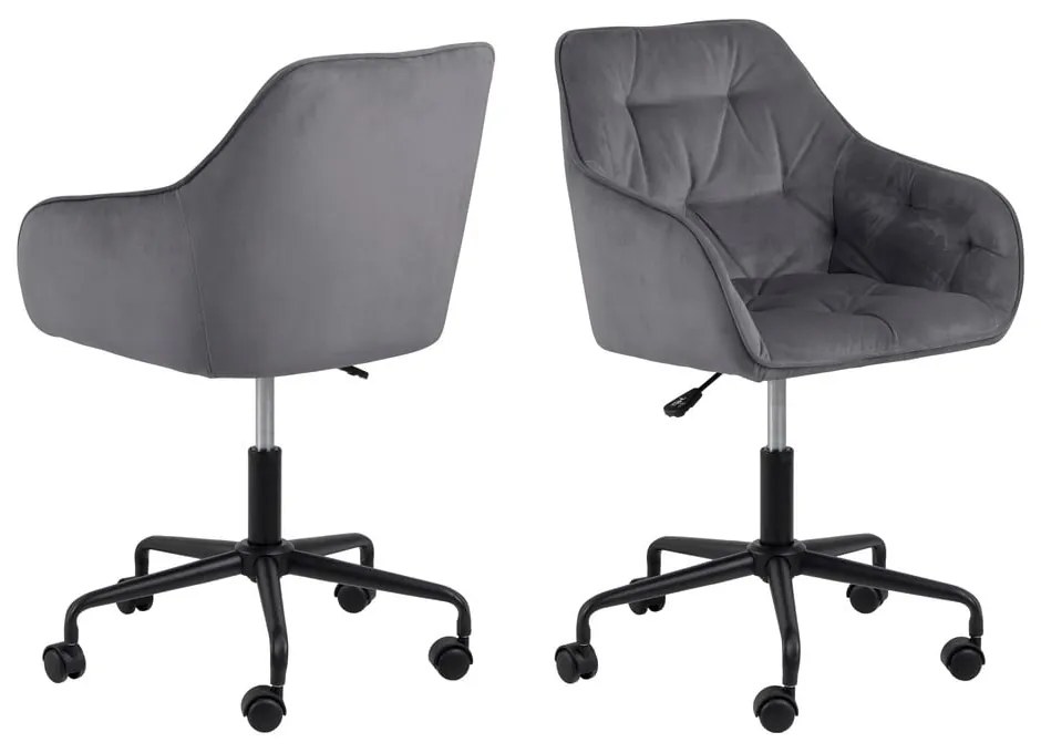 Сив офис стол с кадифена повърхност Brooke - Actona