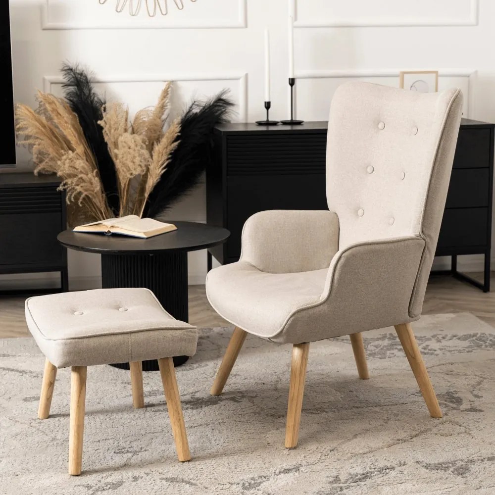 Релаксиращ фотьойл с подложка за крака LOZANO 2 - бежов