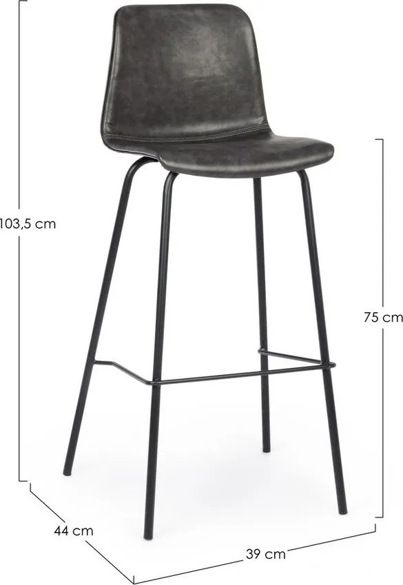 Тъмносив тапициран бар стол (височина на седалката 75 cm) Kyra – Bizzotto