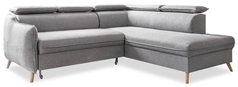 Светлосив ъглов разтегателен диван десен ъгъл Sweet Harmony - Miuform