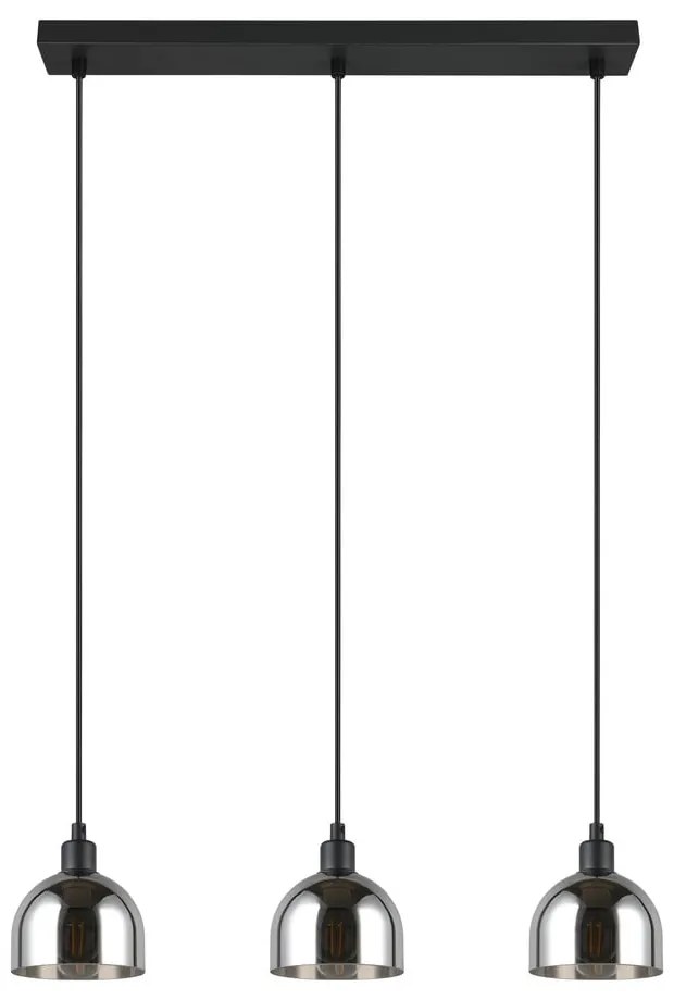 Черно-сребристо висящо осветително тяло със стъклен абажур Molly – Trio