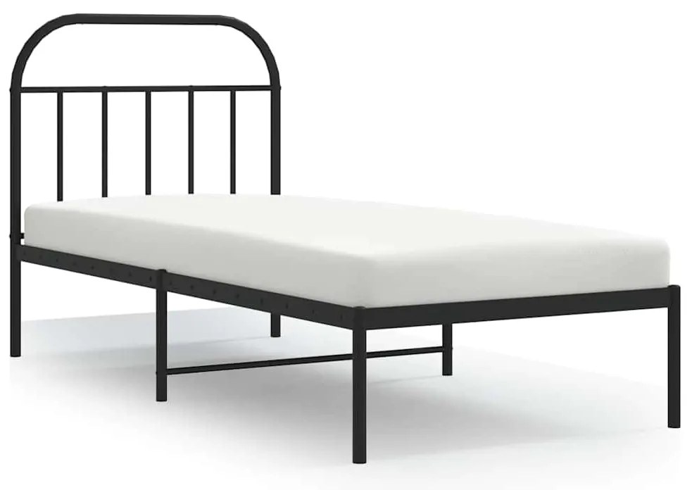 353628 vidaXL Метална рамка за легло с горна табла, черна, 90x200 см