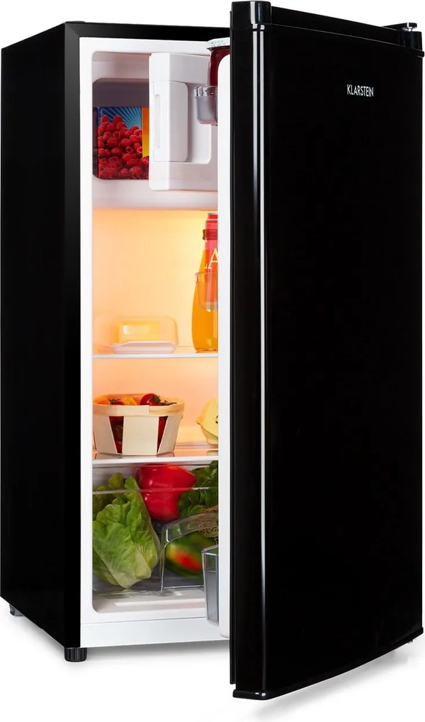 Klarstein Cool Cousin, хладилник с фризер, 70/11 литра, 40 dB, E, черен
