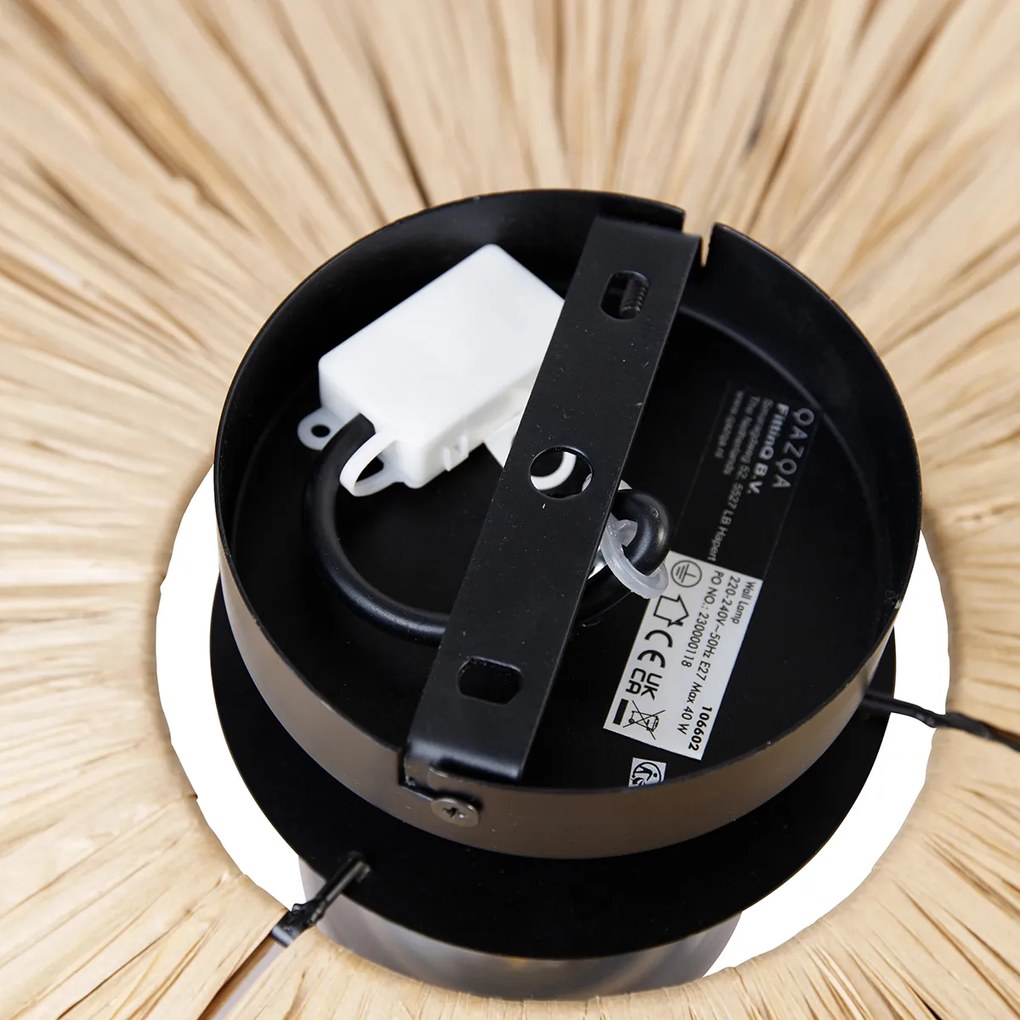 Ръстична стенна лампа черна с въже 45 см - Leia