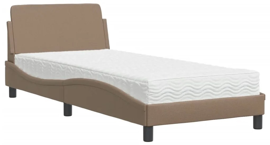 3208341 vidaXL Легло с матрак, капучино, 90x200 см, изкуствена кожа