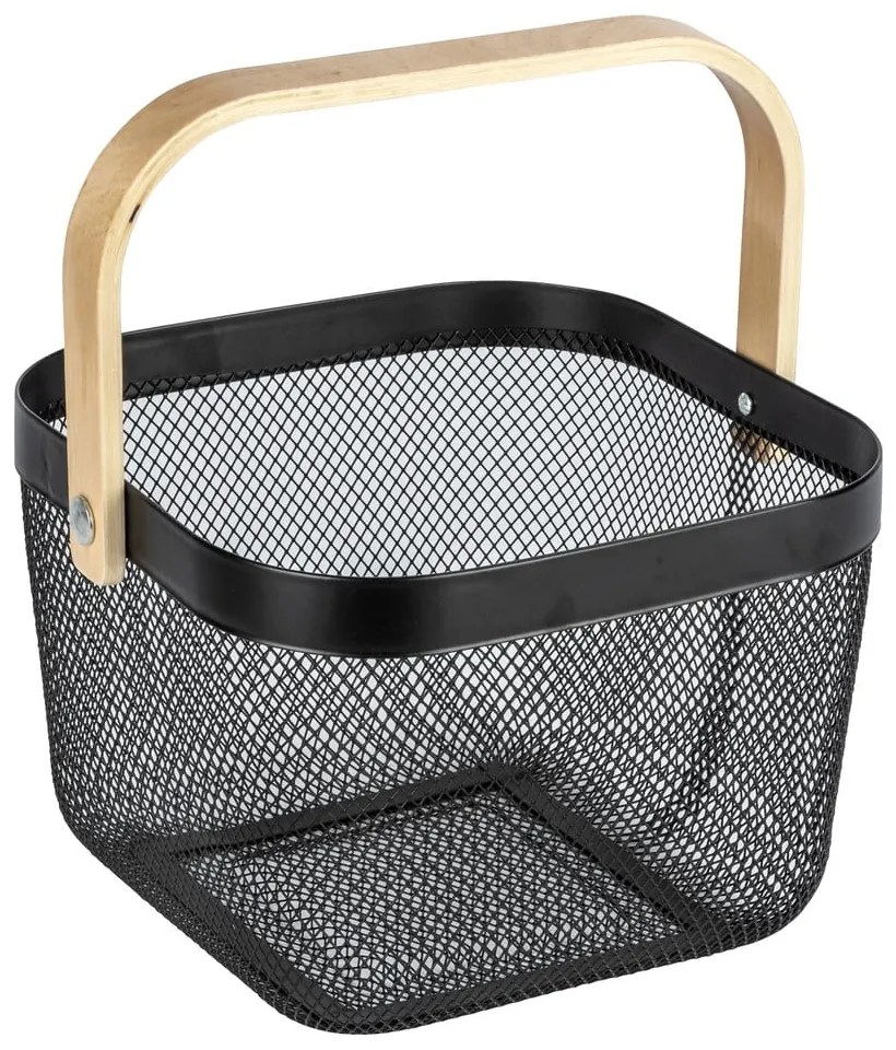 Черен органайзер за баня с бамбукова дръжка Bambusa - Wenko