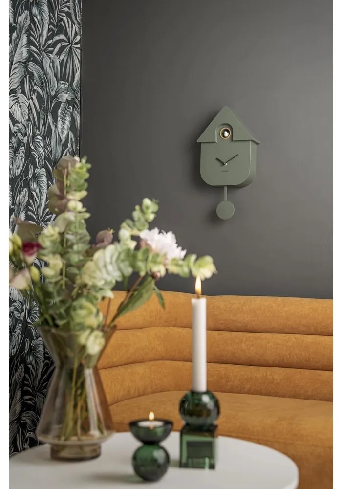 Зелен стенен часовник , 21,5 x 41,5 cm Modern Cuckoo - Karlsson