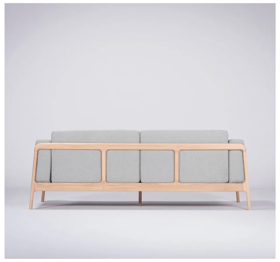 Синьо-сив диван с масивна дъбова конструкция , 210 см Fawn - Gazzda