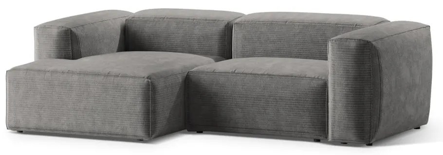 Светлосив ъглов диван от рипсено кадифе (ляв ъгъл) Bergano – Cosmopolitan Design