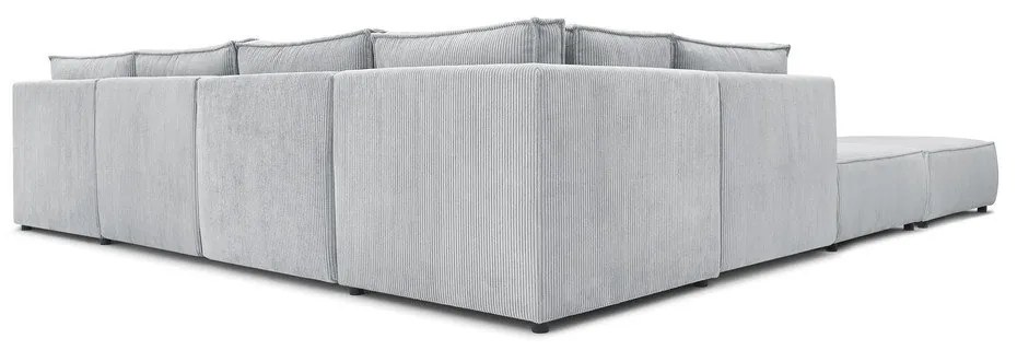 Светлосив променлив велурен U-образен ъглов диван Nihad modular - Bobochic Paris
