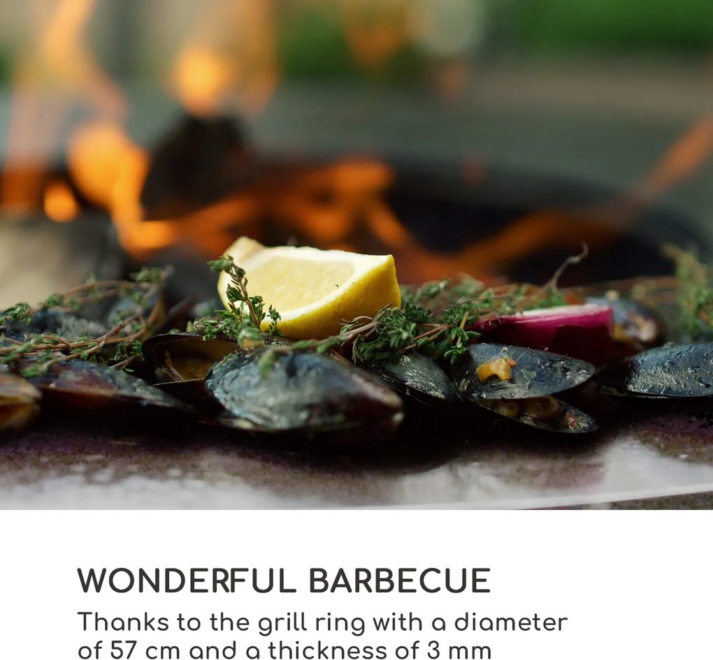 Blumfeldt Savage 2.0 Tall, огнище с грил, бамбукови странични масички, защитен капак