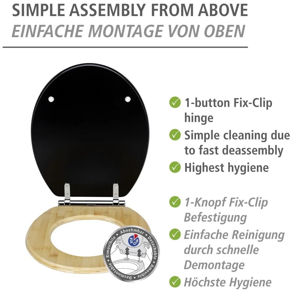 Тоалетна седалка с автоматично затваряне 37 x 44 cm Bambusa - Wenko