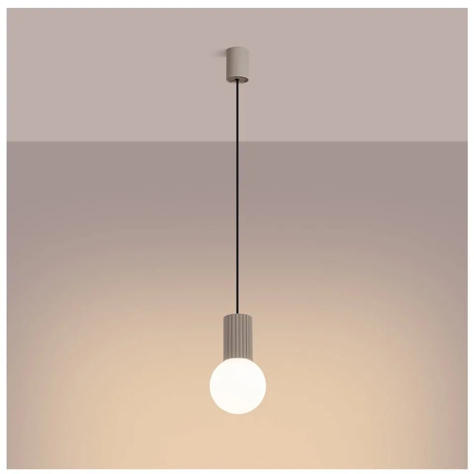Кафяво-сиво висящо осветително тяло със стъклен абажур ø 12 cm Orbital – Sollux