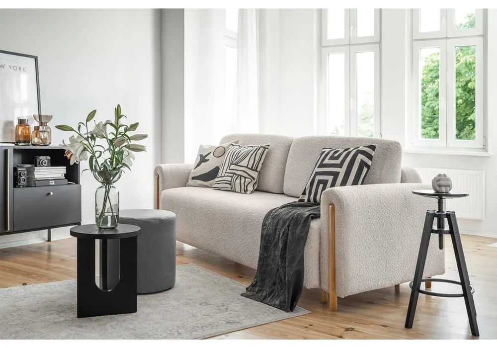 Бежов разтегателен диван с място за съхранение от букле 244 cm Arcadova – ELTAP