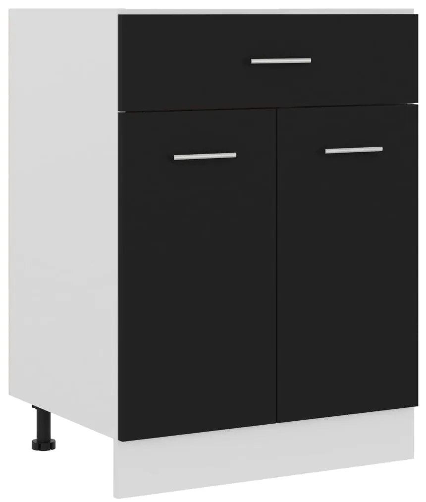 801229 vidaXL Долен шкаф с чекмедже, Lyon черен 60x46x81,5 см инженерно дърво