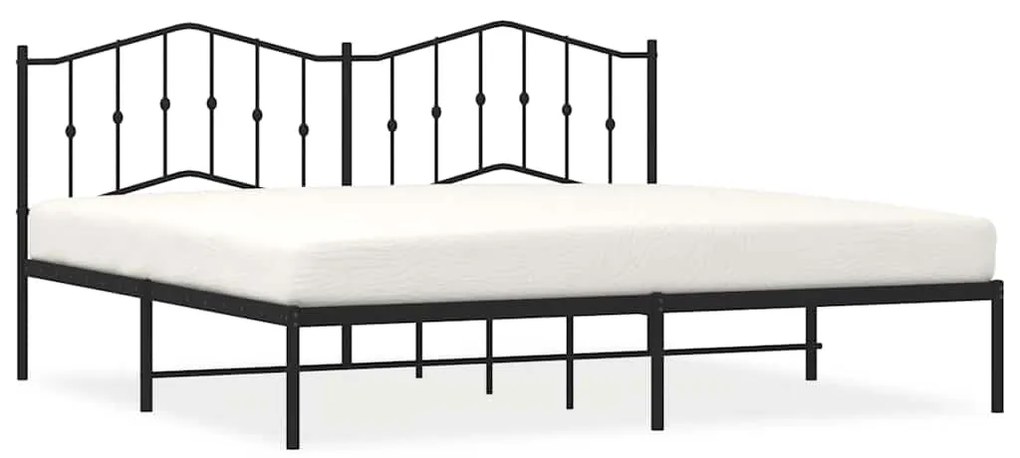 373795 vidaXL Метална рамка за легло с горна табла, черна, 193x203 см