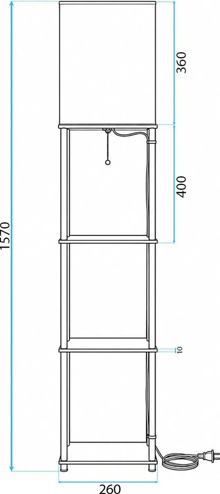 Подова стояща лампа JNH050-1F White с рафтове