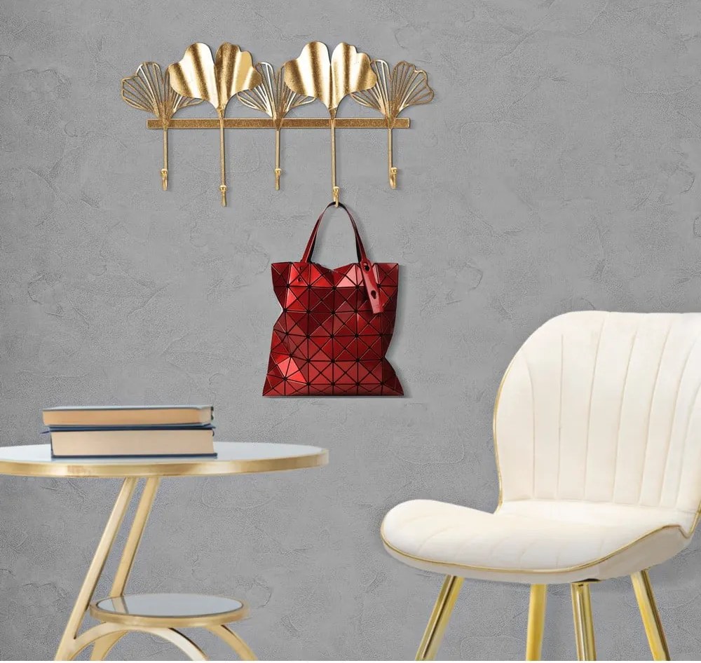 Метална закачалка за стена в златист цвят Leaves - Mauro Ferretti