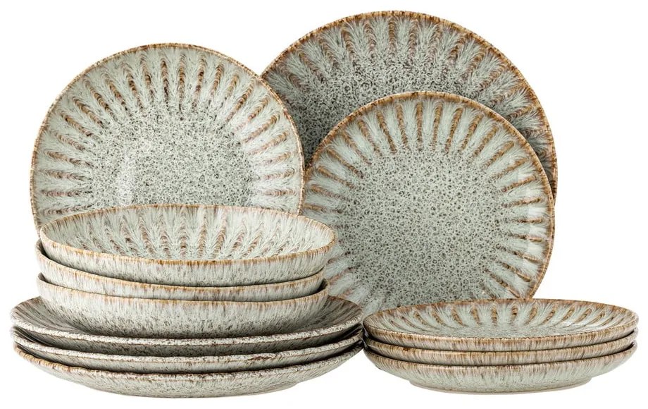 Глинен комплект за хранене 12 бр. Fleur – Bloomingville