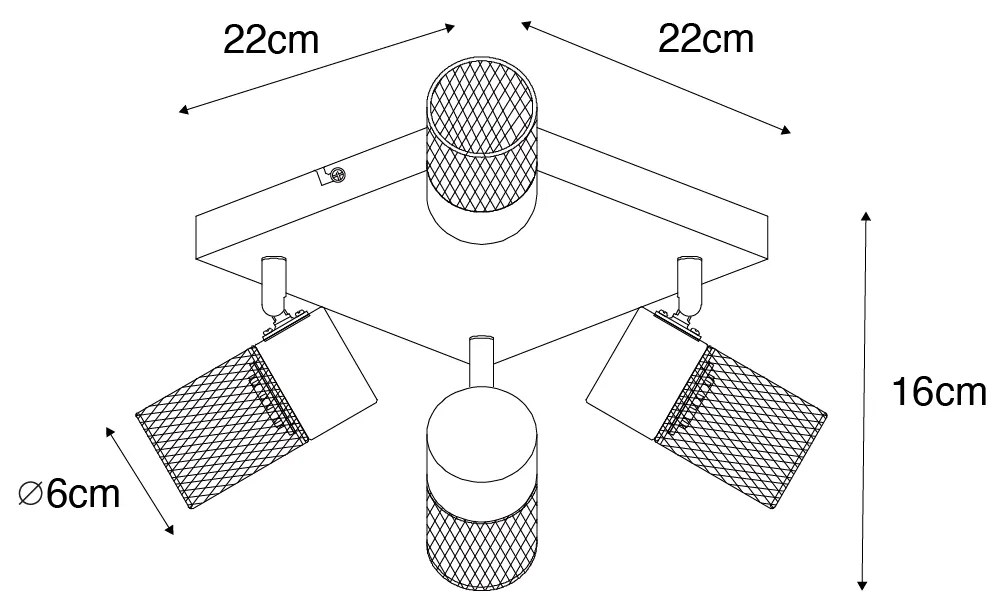 Индустриален таванен прожектор черен 4-светлина регулируем - Jim