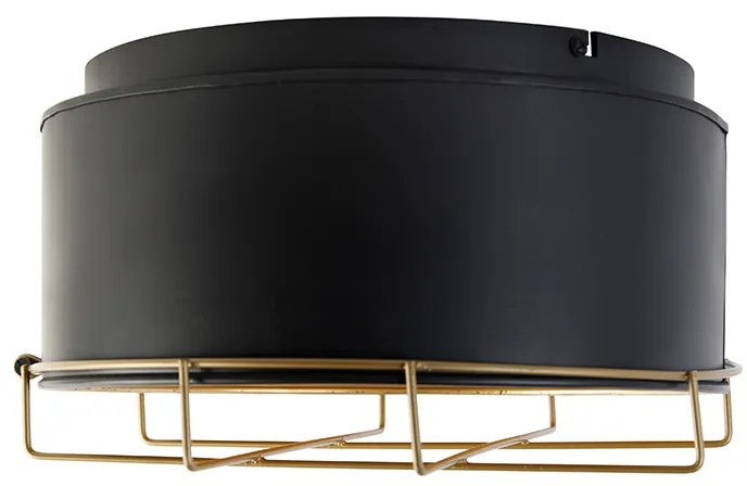 Индустриален плафон черен със злато 35 см - Barril