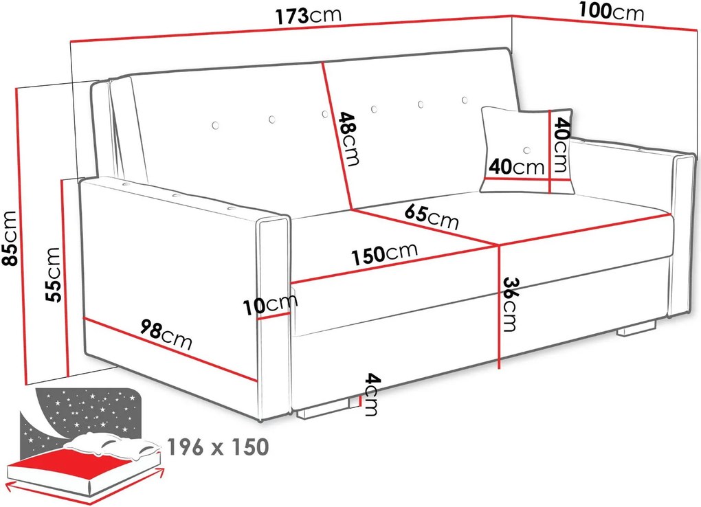 Разтегателен диван Viva Sonic IV-Бял