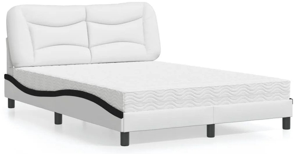 3208716 vidaXL Легло с матрак Hvar, бяло и черно, 120x200 см, изкуствена кожа