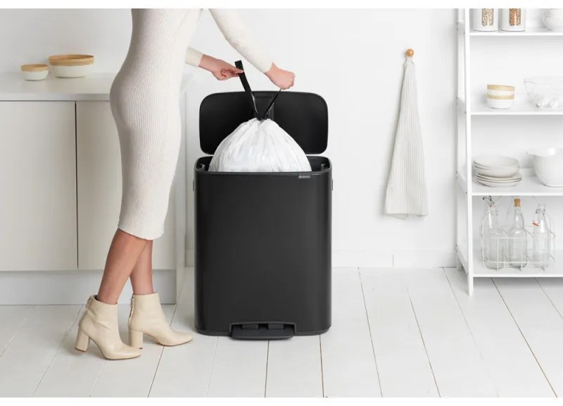 Кош за боклук Brabantia Bo Pedal 1003185, 60 л, Леко затваряне, Противоплъзгаща основа, Черен