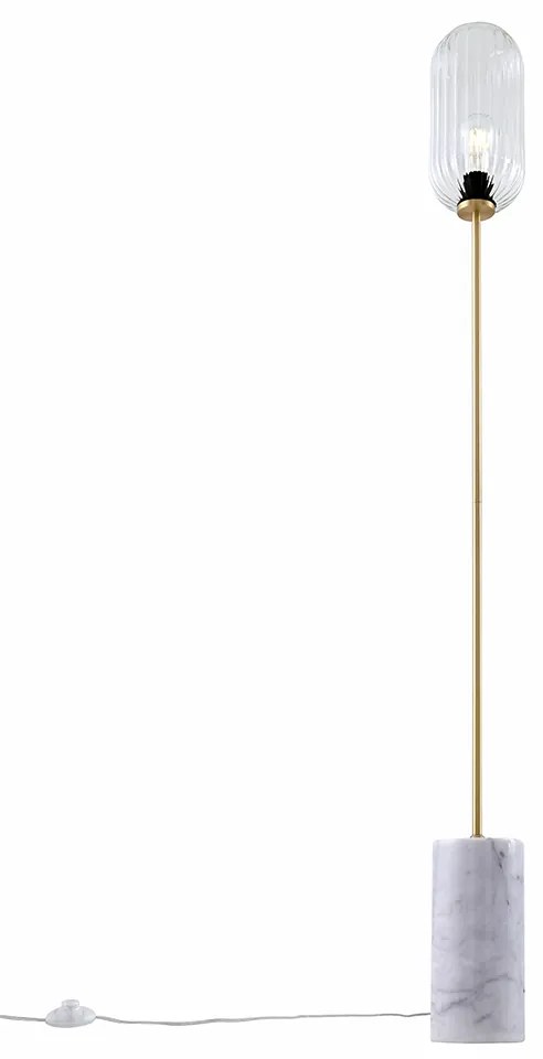 Подова лампа в стил Арт Деко месинг с прозрачно стъкло - Rid