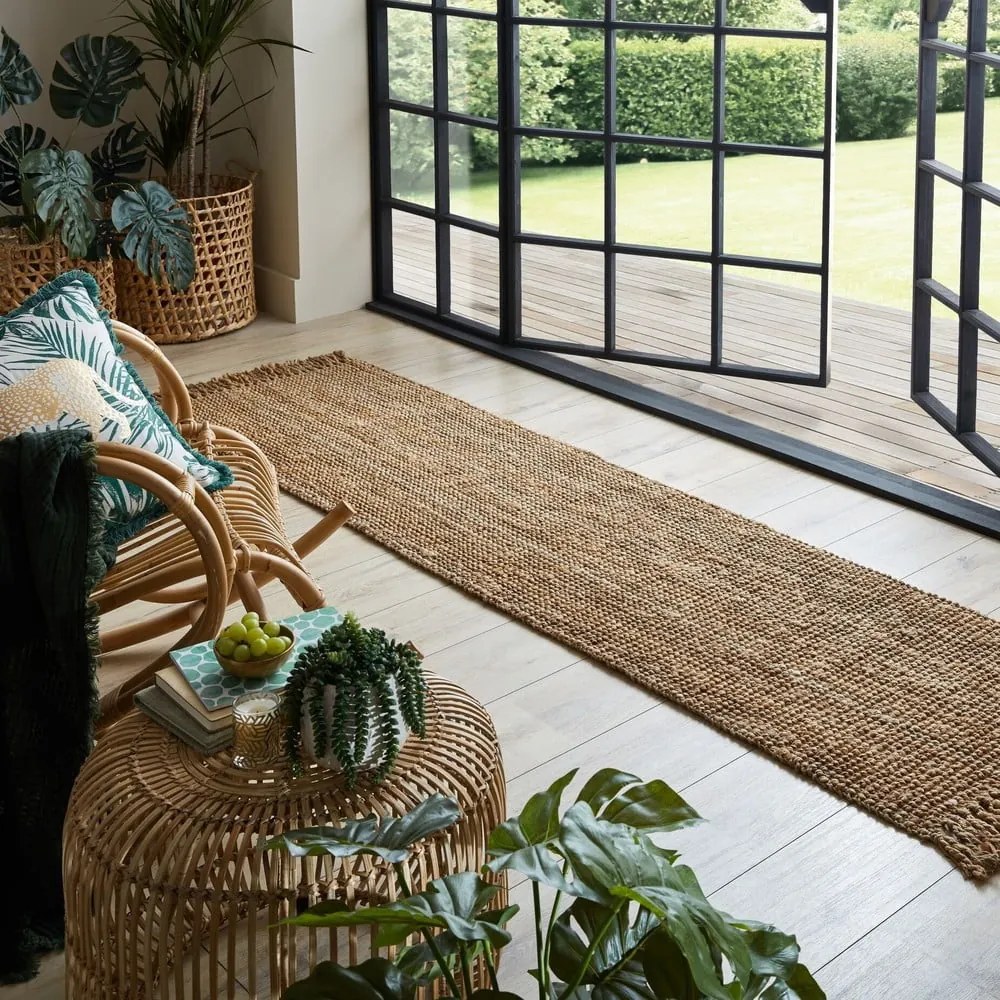Ръчно изработена ютена пътека в естествен цвят 60x300 cm Jute Boucle – Flair Rugs