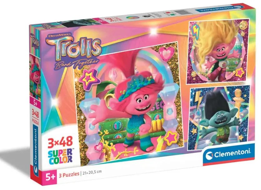Clementoni - Пъзел Trolls 3 25292 3х48ч.