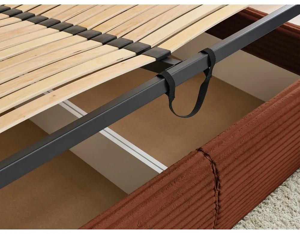 Двойно тапицирано легло с място за съхранение с включена подматрачна рамка в тухлен цвят 160x200 cm Jade – Bobochic Paris