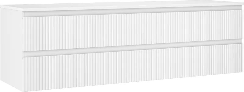 Mexen Rivel шкаф за баня под мивка 160 см с плот, 2 чекмеджета, рифлен, бял мат - 91A20-16047-2-BFFC01