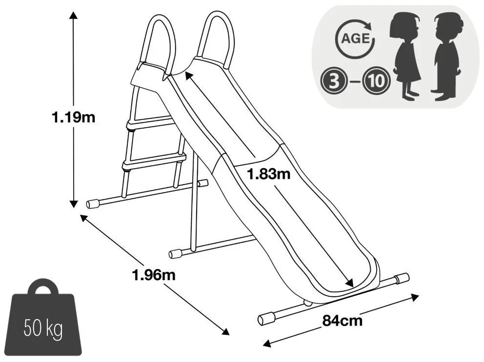 Детска градинска пързалка синя Dĺžka: 244 cm