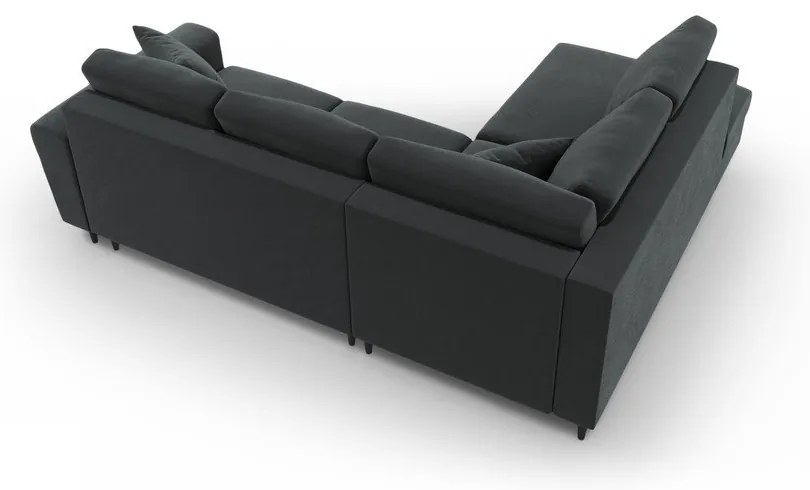 Тъмносив кадифен разтегателен ъглов диван с място за съхранение (ляв ъгъл/L форма) Kyoto – Cosmopolitan Design