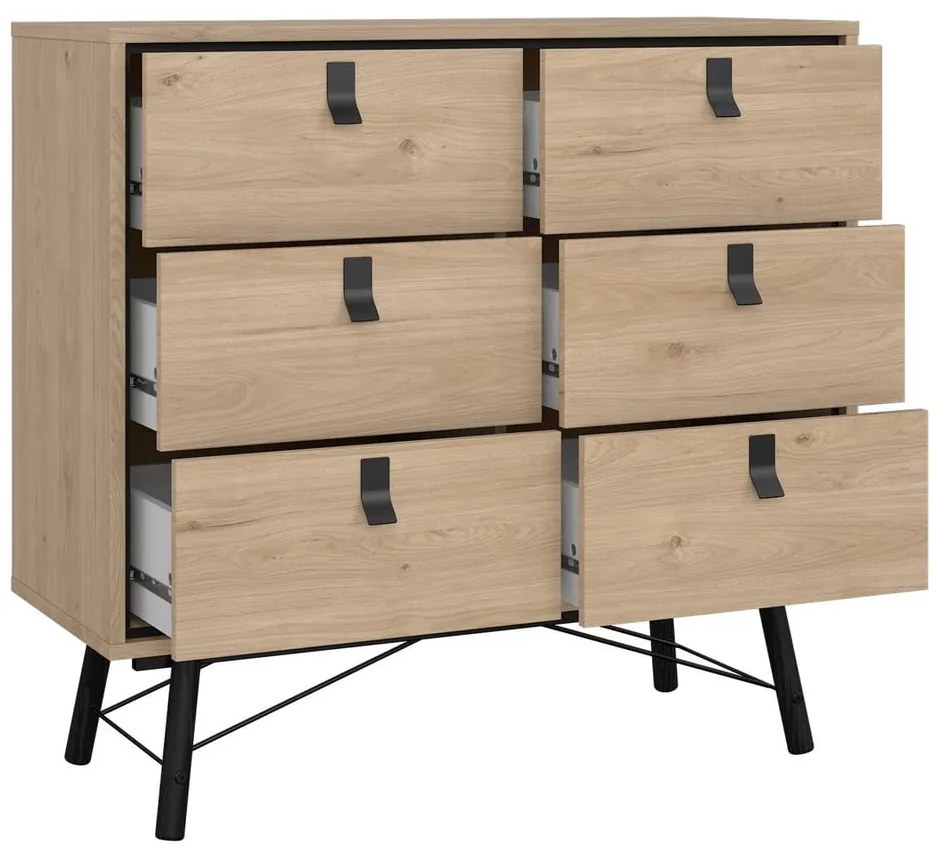 Нисък скрин с дъбов декор в естествен цвят 102x99 cm Ry - Tvilum