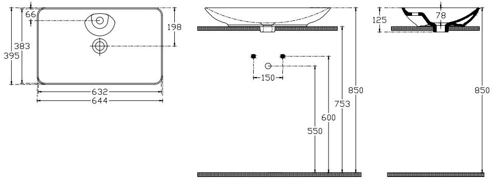 мивка Bianco Ceramica -64,4 x 39,5 x 7.8