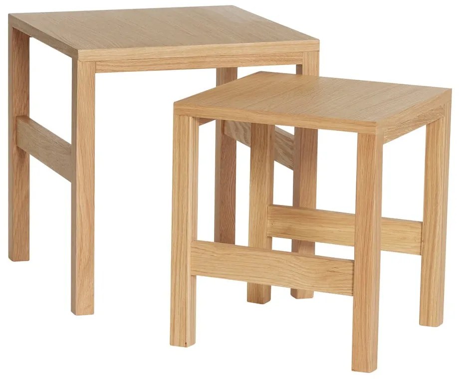 Странични масички в комплект от 2 бр. от декор от дъб 40x40 cm Puzzle – Hübsch