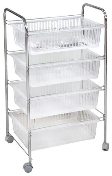 Horecano - Стелаж на 4 етажа с колелета пластмаса/инокс (ABC 025)