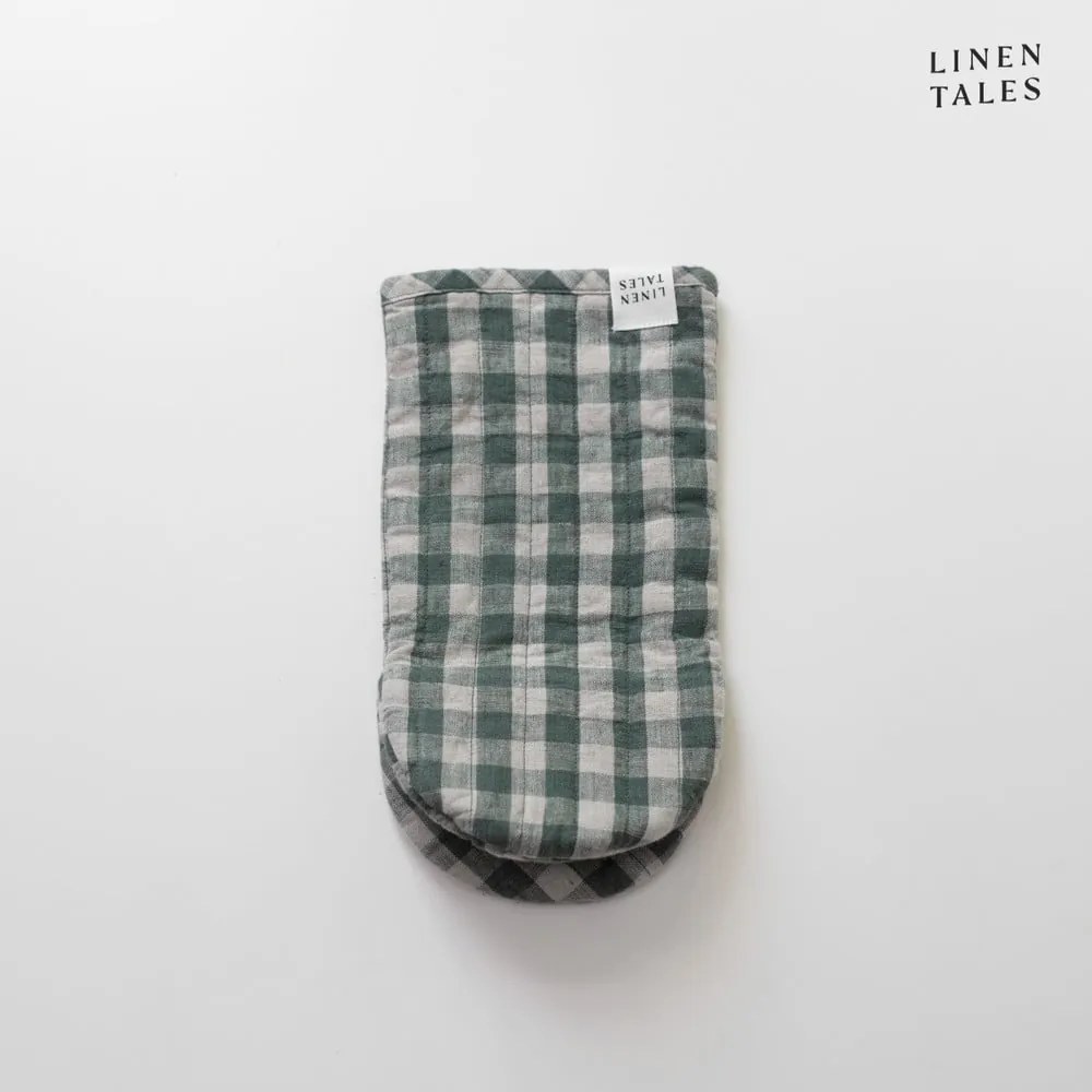Ленена кухненска ръкавица Forest Green Gingham – Linen Tales