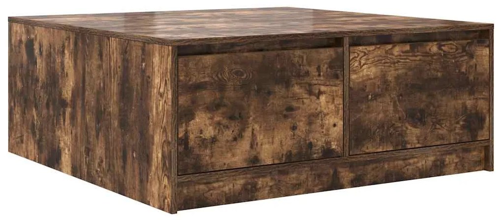 3328403 vidaXL Масичка за кафе с чекмеджета опушен дъб 100x100x40 см