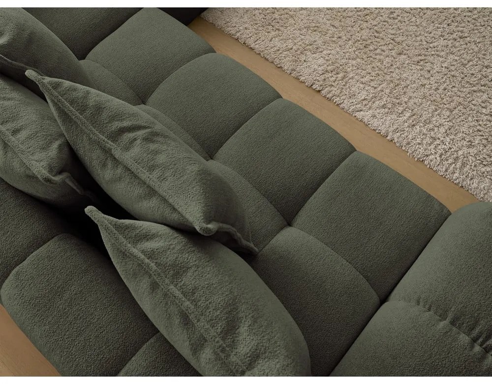 Зелен шенилов сгъваем/с място за съхранение ъглов диван (десен ъгъл/L форма) Everest – Bobochic Paris